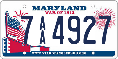 MD license plate 7AA4927