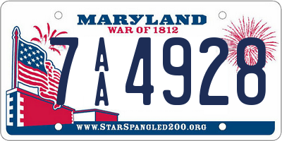 MD license plate 7AA4928