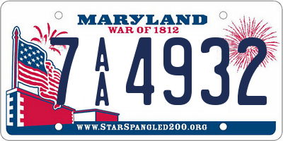 MD license plate 7AA4932