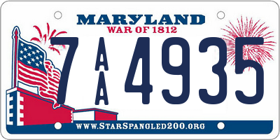 MD license plate 7AA4935