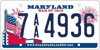 MD license plate 7AA4936