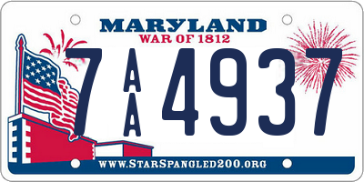 MD license plate 7AA4937