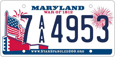 MD license plate 7AA4953