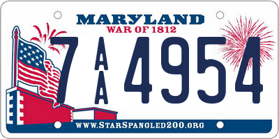 MD license plate 7AA4954