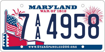 MD license plate 7AA4958