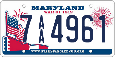 MD license plate 7AA4961