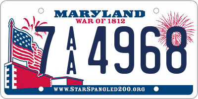 MD license plate 7AA4968