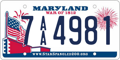 MD license plate 7AA4981