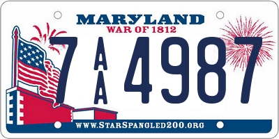 MD license plate 7AA4987