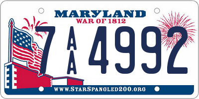 MD license plate 7AA4992