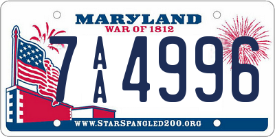 MD license plate 7AA4996