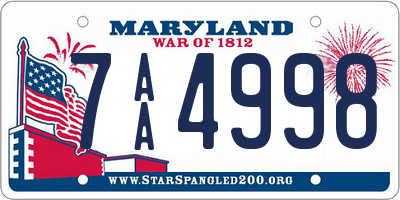 MD license plate 7AA4998