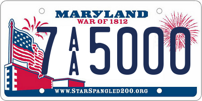 MD license plate 7AA5000