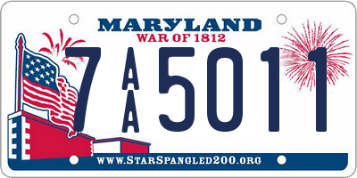 MD license plate 7AA5011