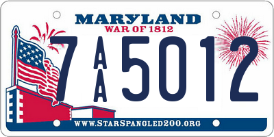 MD license plate 7AA5012