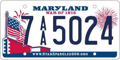 MD license plate 7AA5024