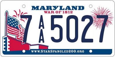 MD license plate 7AA5027