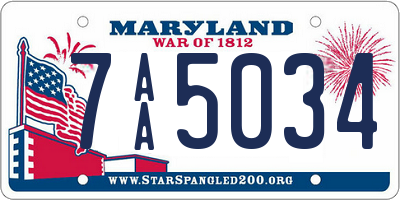 MD license plate 7AA5034