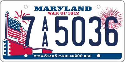 MD license plate 7AA5036