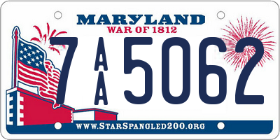 MD license plate 7AA5062
