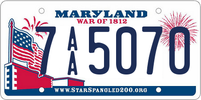 MD license plate 7AA5070