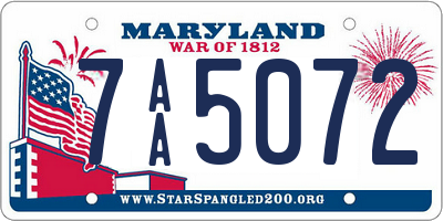MD license plate 7AA5072