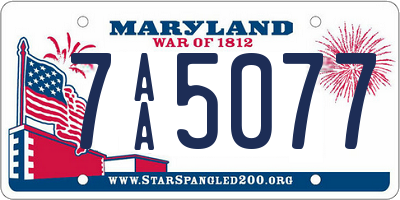 MD license plate 7AA5077
