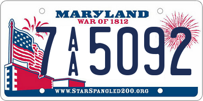 MD license plate 7AA5092