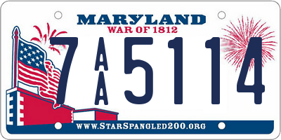 MD license plate 7AA5114