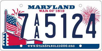 MD license plate 7AA5124