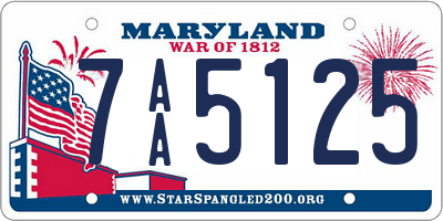 MD license plate 7AA5125