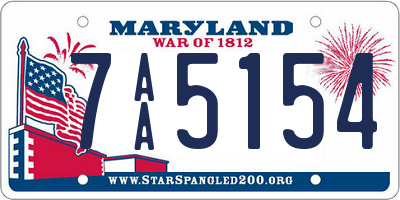 MD license plate 7AA5154