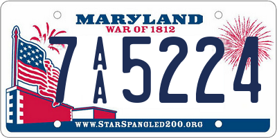 MD license plate 7AA5224