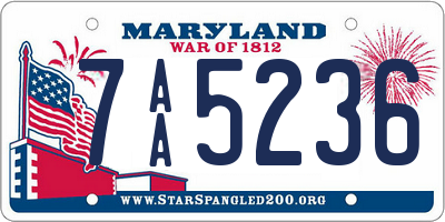 MD license plate 7AA5236