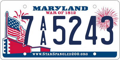 MD license plate 7AA5243