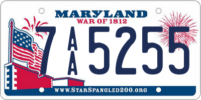 MD license plate 7AA5255