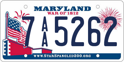 MD license plate 7AA5262