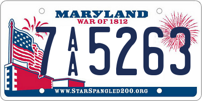 MD license plate 7AA5263