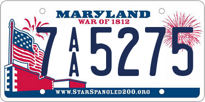 MD license plate 7AA5275