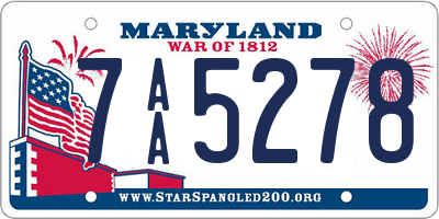 MD license plate 7AA5278
