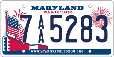 MD license plate 7AA5283