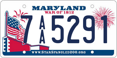 MD license plate 7AA5291