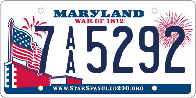 MD license plate 7AA5292