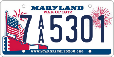 MD license plate 7AA5301