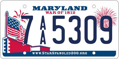 MD license plate 7AA5309