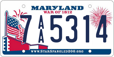 MD license plate 7AA5314