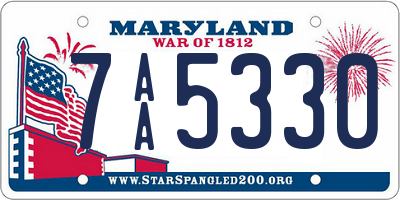 MD license plate 7AA5330