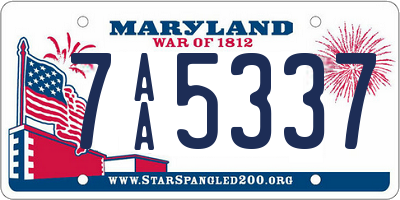 MD license plate 7AA5337