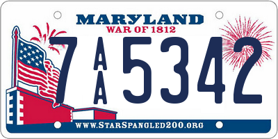 MD license plate 7AA5342