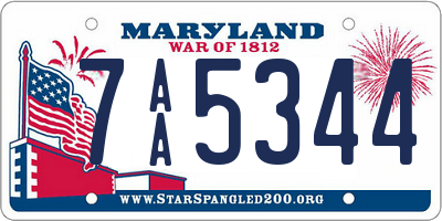 MD license plate 7AA5344